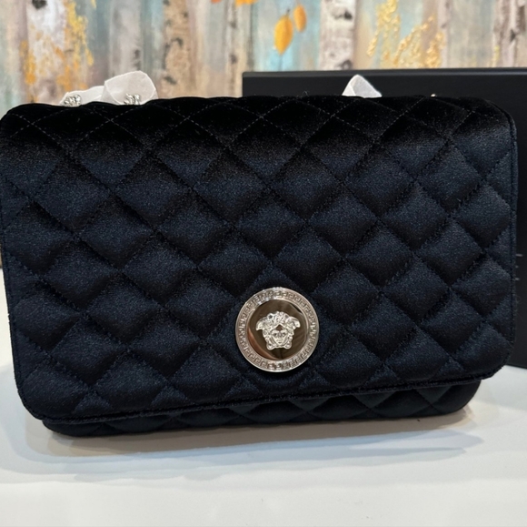 Versace Velvet+Lamb Leather Crossbody NWT! With COA - Picture 2 of 11